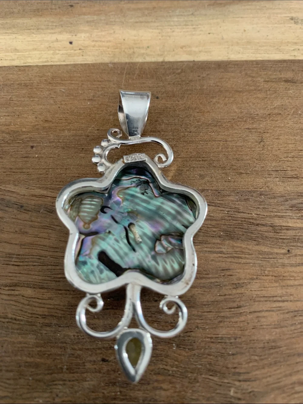 Sterling Silver Abalone and Peridot Pendant